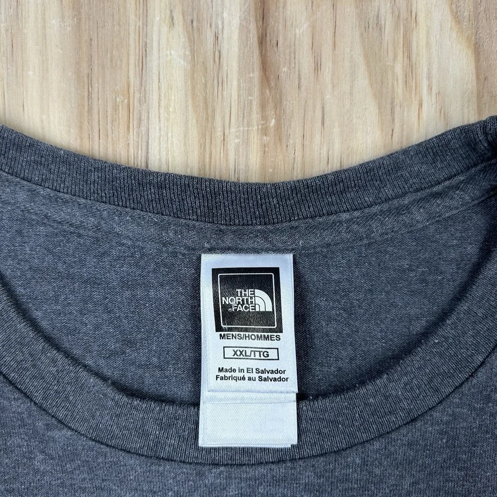 Vintage Y2K The North Face T Shirt 2XL Gray Mens Orange Big Logo Spellout Tee